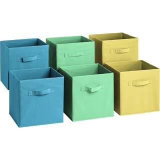 Sorbus 11 in. H x 10.5 in. W x 11 in. D Multi-Colored Blue Light Green Yellow Foldable Cube Storage Bin (6-Pack) STRG-BIN-PASBGY-6PK