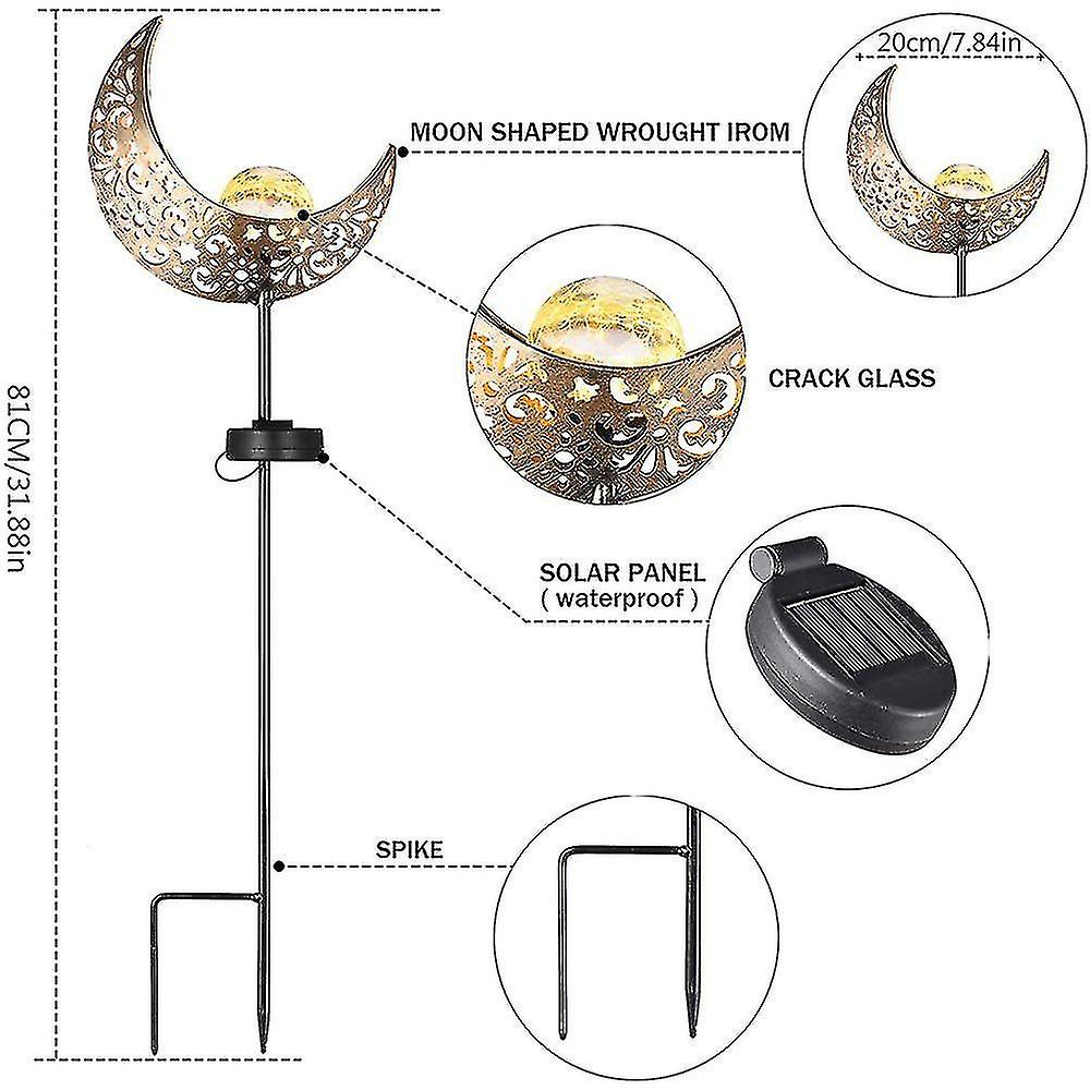 Solar Power Half Moon Crescent Led Stake Light Garden Lawn Yard Outdoor Lamp Decoration