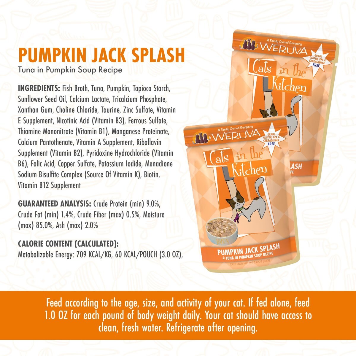 Weruva Cats in the Kitchen Pumpkin Jack Splash Tuna in Pumpkin Soup Grain-Free Cat Food Pouches