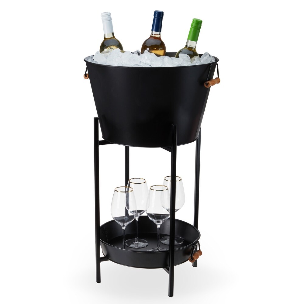 Black Beverage Tub with Stand   Tray by Twine Living