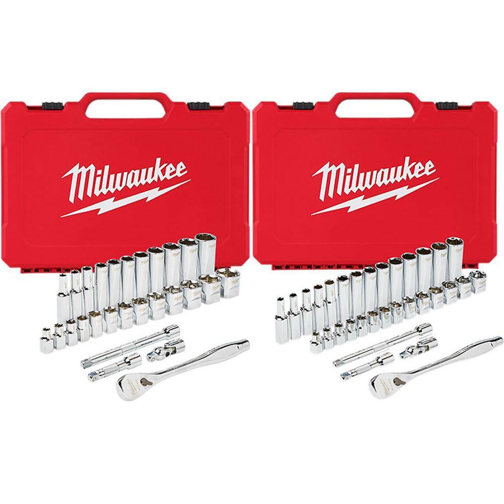 MW 38 in. Drive SAEMetric Ratchet and Socket Mechanics Tool Set (60-Piece) 48-22-9408-48-22-9508