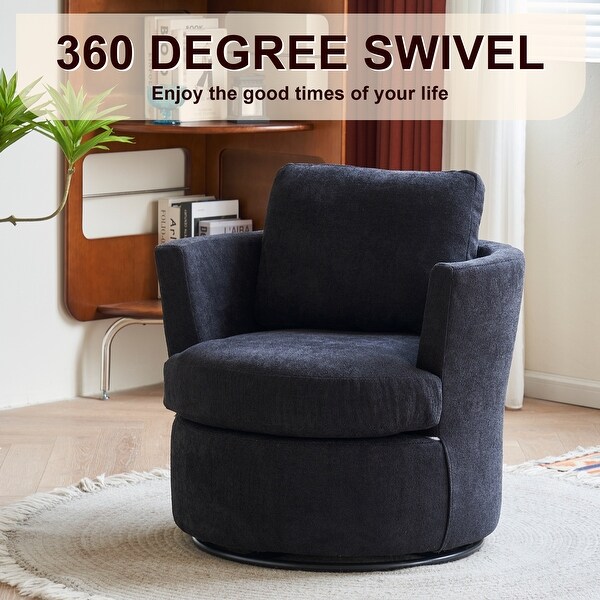 Swivel Barrel Chair，Comfy Round Accent Sofa Chair for Living Room，360 Degree Swivel Barrel Club Chair