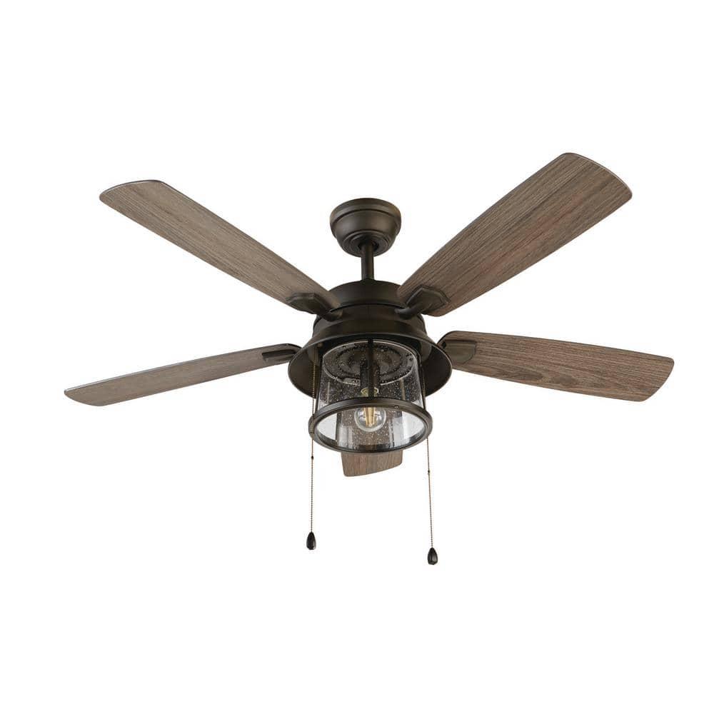 Home Decorators Collection Shanahan 52 in IndoorOutdoor LED Bronze Ceiling Fan with Light Kit Downrod and Reversible Blades