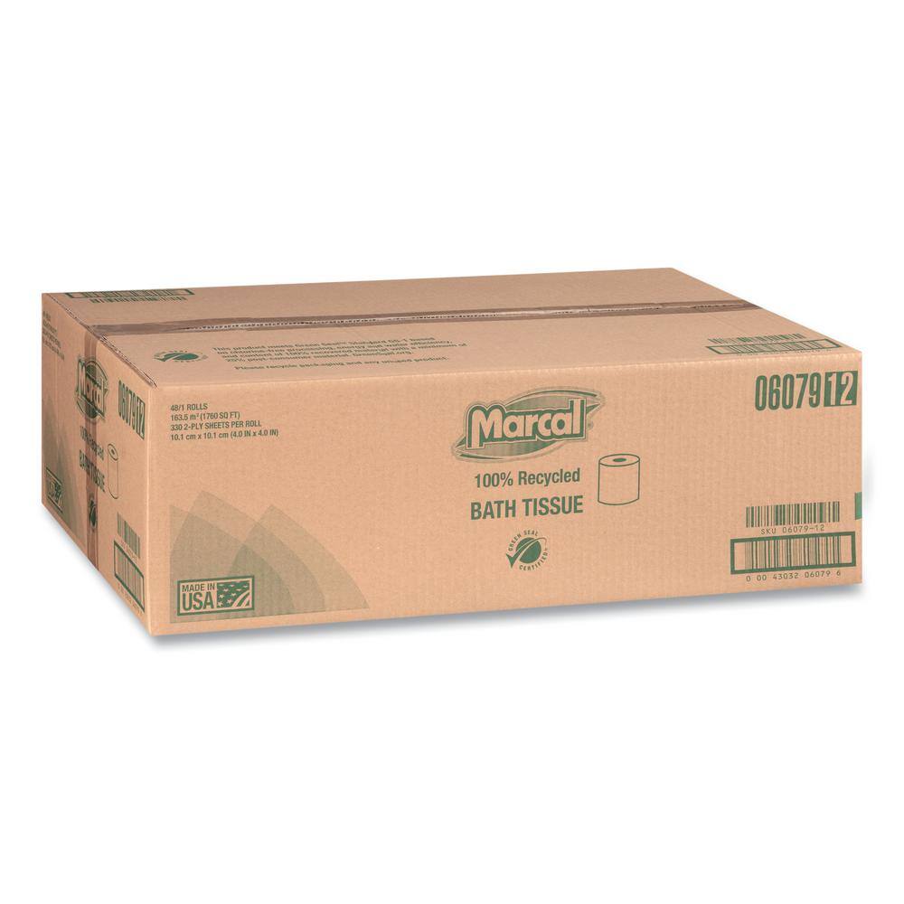 Marcal 4.1 in. x 3.7 in. Sheet White Bath Tissue 2-Ply (48 Rolls) MRC6079