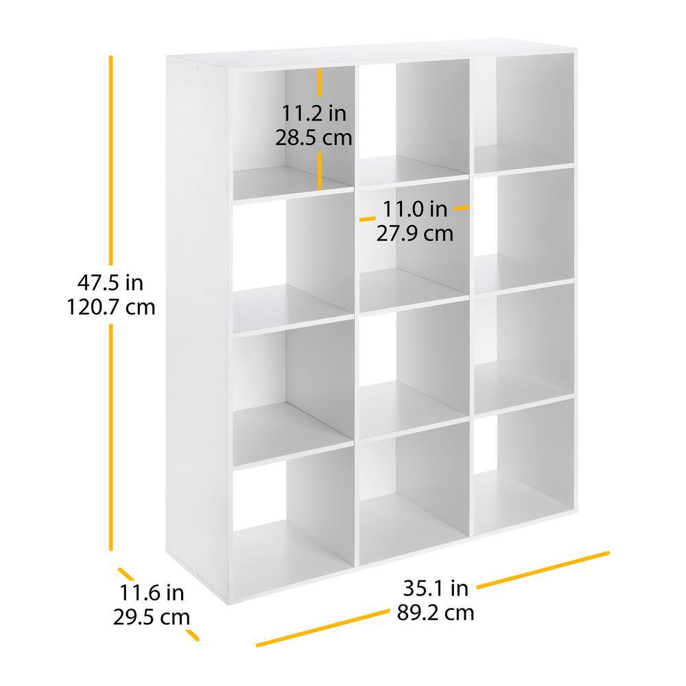 35 in. H x 47 in. W x 11 D White 12- Cube Organizer 64228969WHTBB