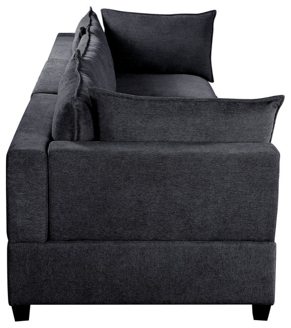 Madison Dark Gray Fabric Sofa Couch   Transitional   Sofas   by VirVentures  Houzz