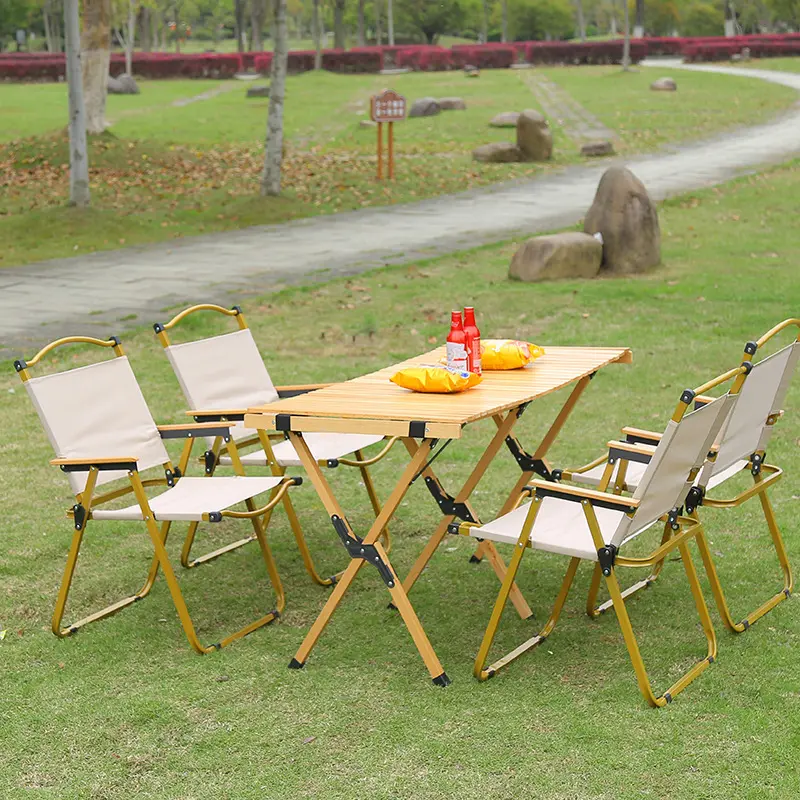 Wholesale Outdoor Picnic Camping Beech Carbon Steel Chicken Rolls Table