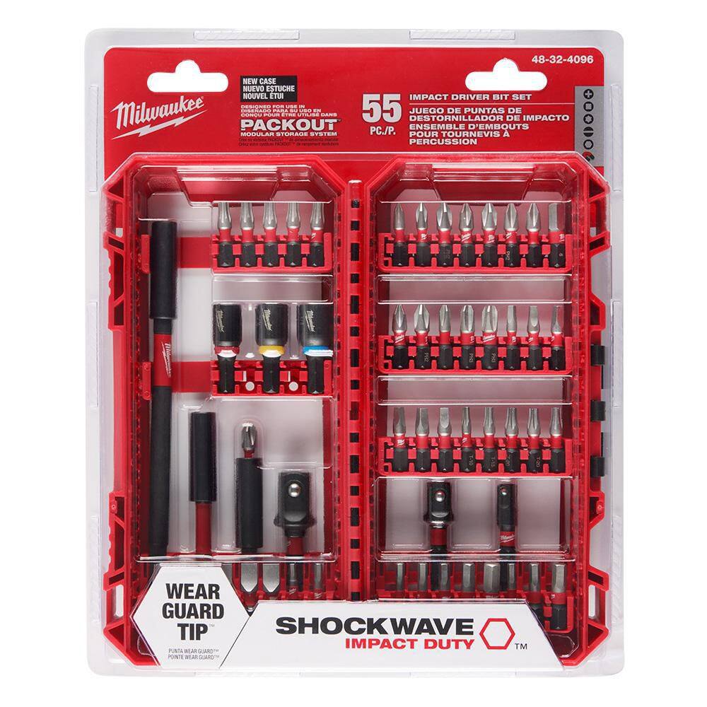 MW SHOCKWAVE Impact Duty Alloy Steel Screw Driver Bit Set with PACKOUT Accessory Case (55-Piece) 48-32-4096