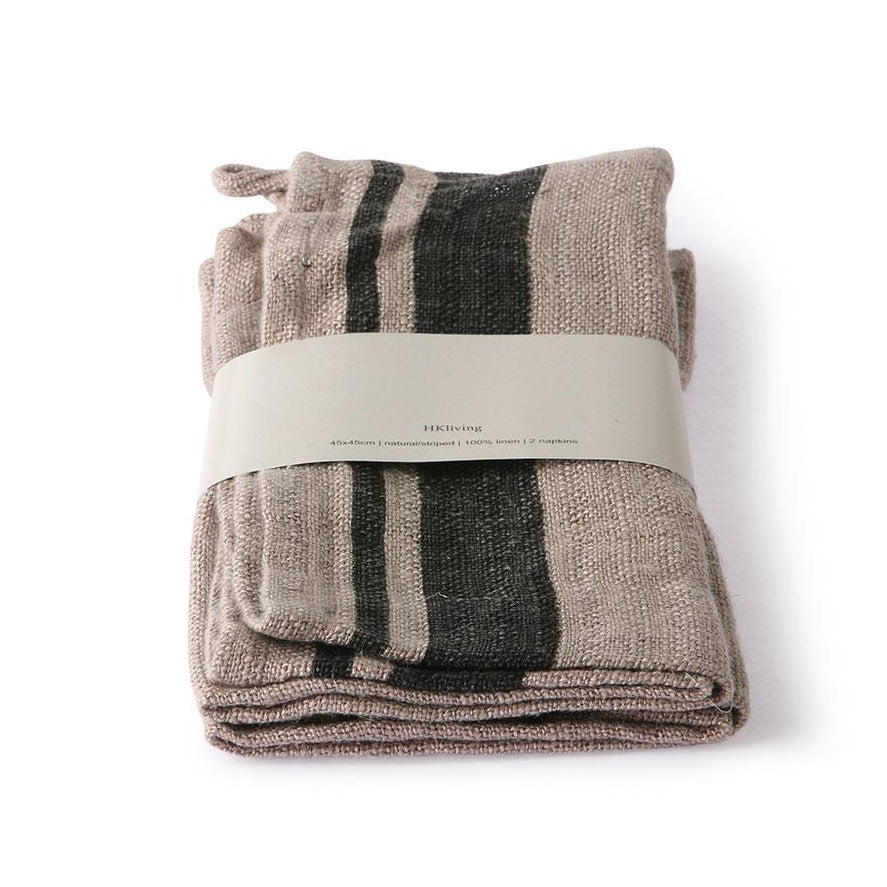 Natural striped linen napkins (set of 2)