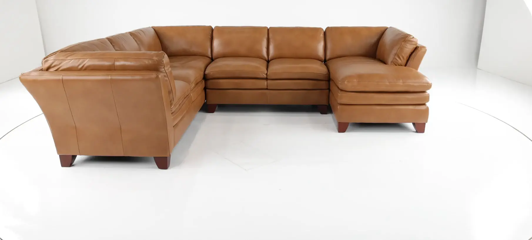 Sierra Camel Brown Leather 3 Piece Sectional