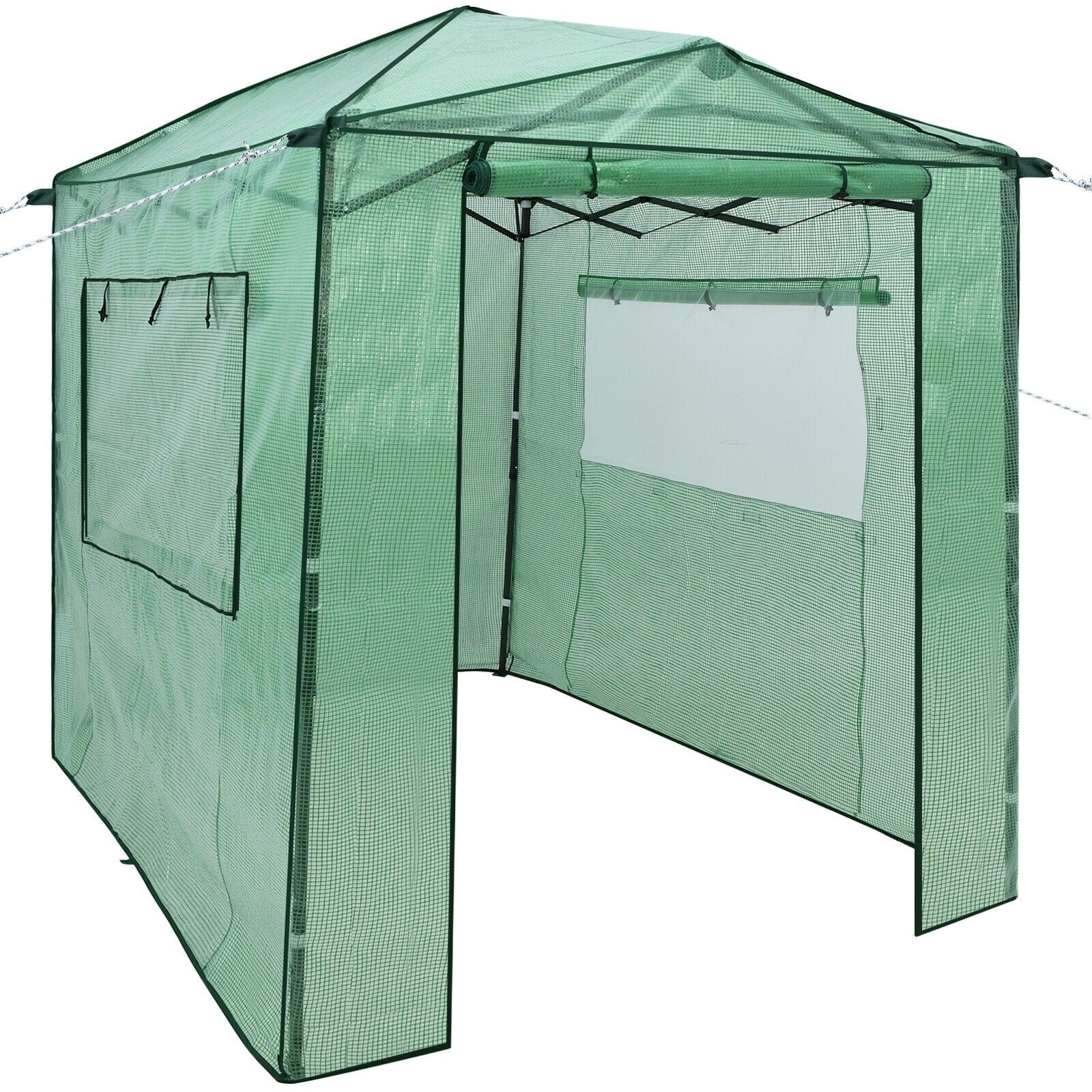 8¡¯ x 6¡¯ Outdoor Portable Walk-in Greenhouse with Roll-up Doors and Windows