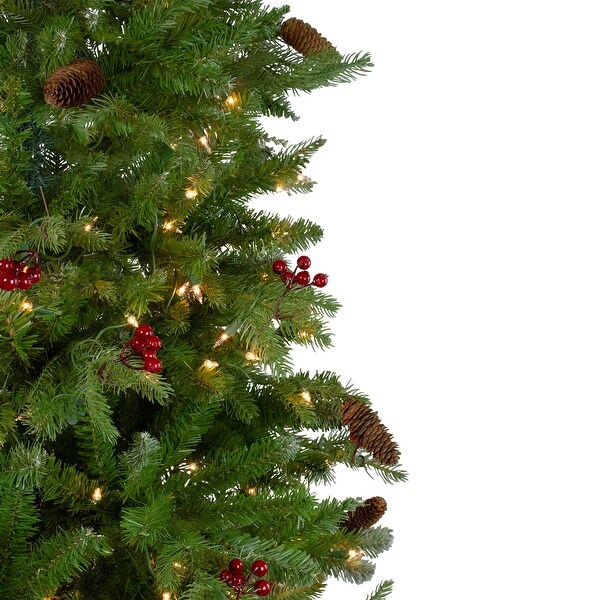 7.5' PreLit Mixed Winter Berry Pine Artificial Christmas Tree