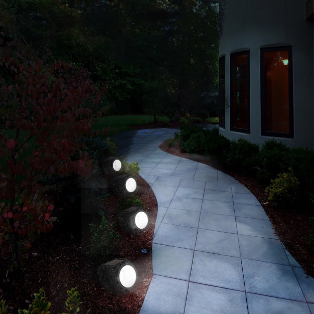 Pure Garden Led Solar Rock Landscaping Lights Set Of 4