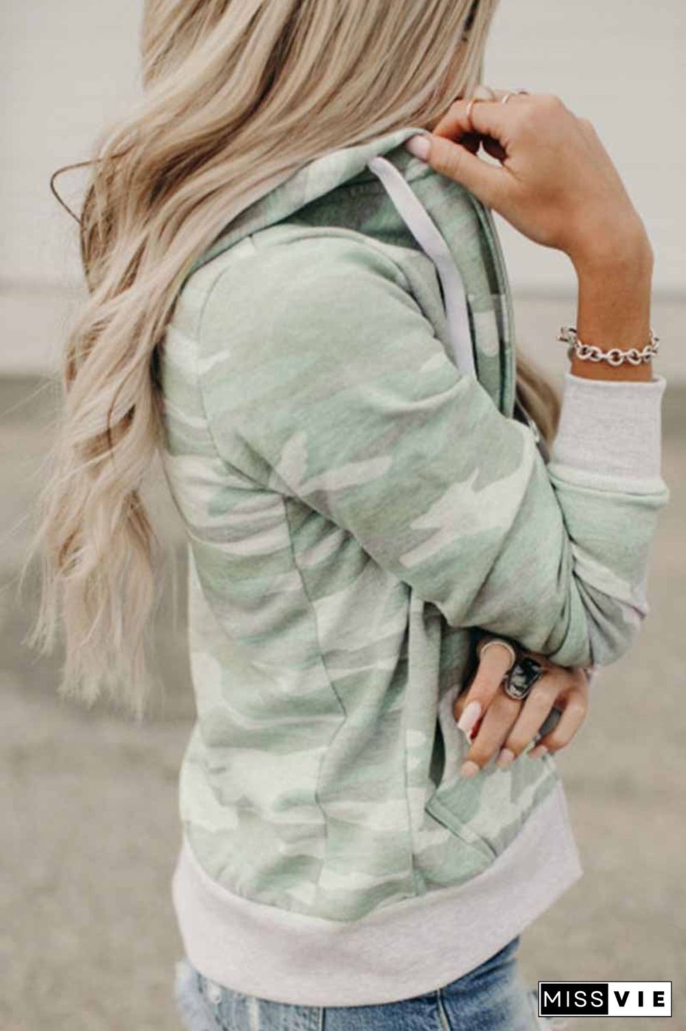 Printed Camouflage Hooded Jacket