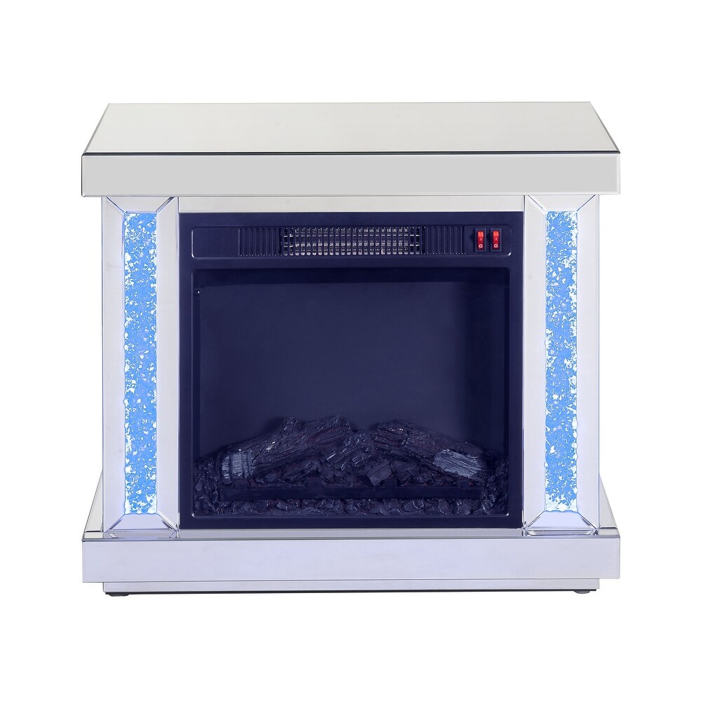 ACME Noralie Fireplace in LED  Mirrored and Faux Diamonds