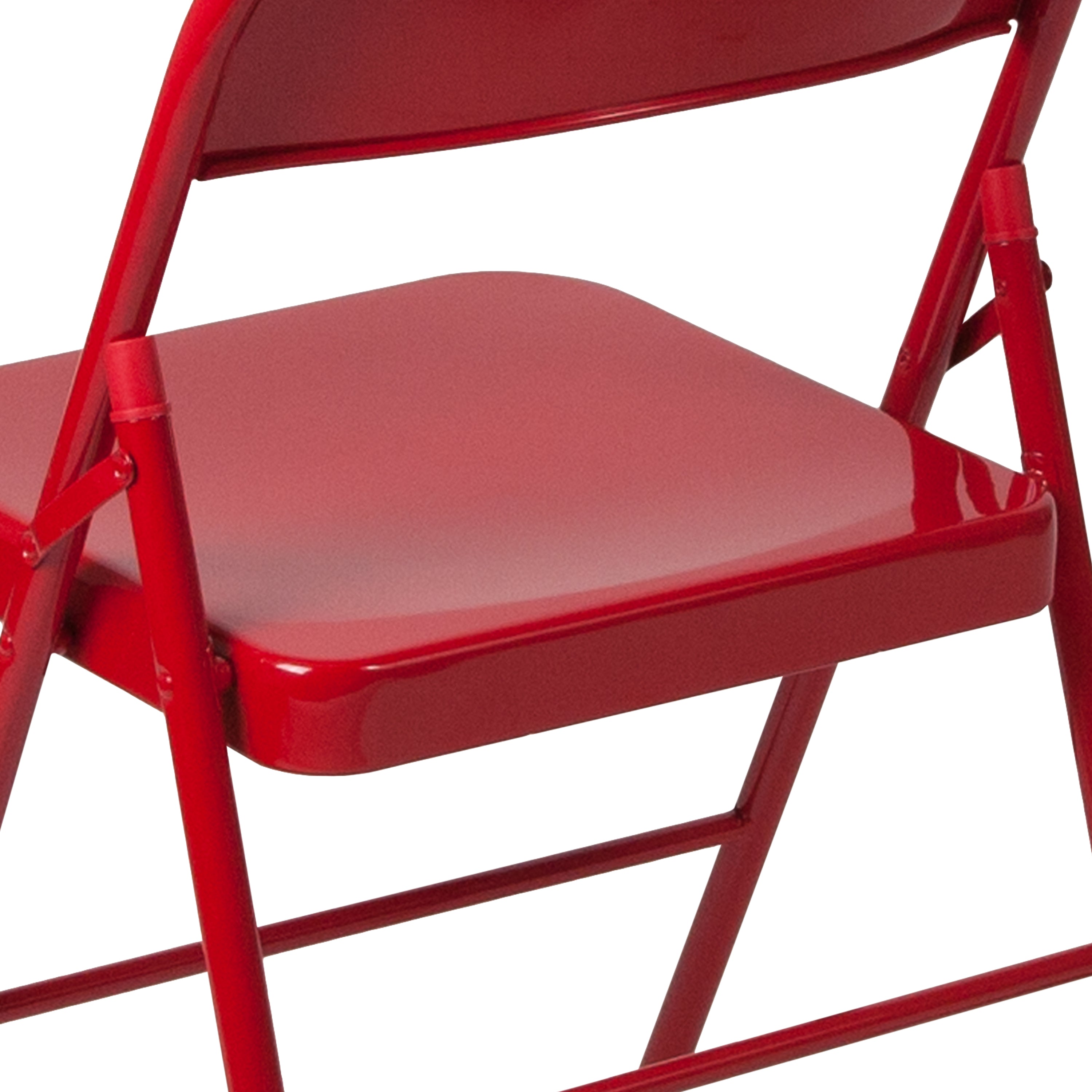 Emma + Oliver 2 Pack Double Braced Red Metal Folding Chair