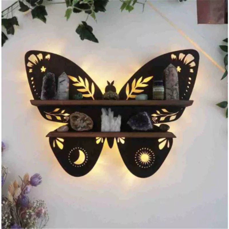 Luna Moth Lamp Crystal Shelf