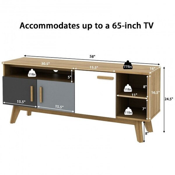 65 Inch TV Stand Entertainment Center Console with Adjustable Shelf - 58