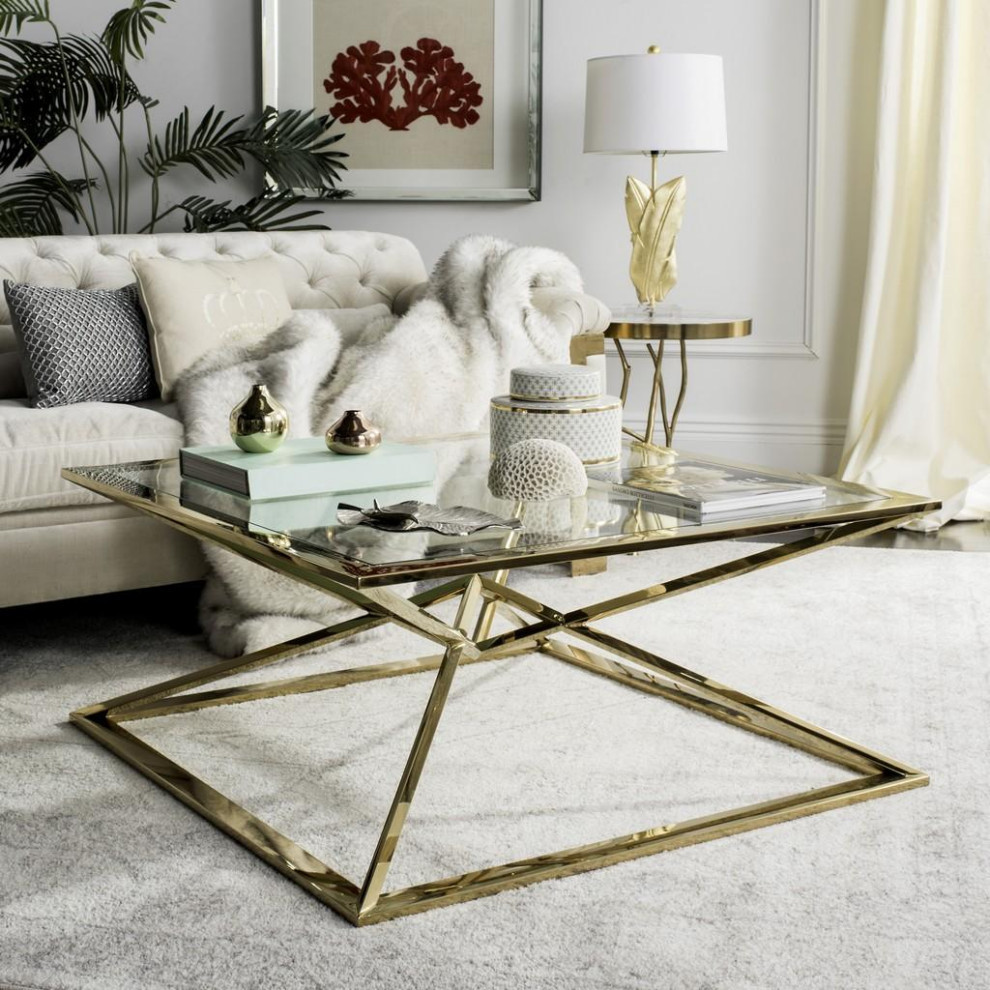 Sylvester Glass Top Coffee Table   Contemporary   Coffee Tables   by AED Luxury Home Decor  Houzz