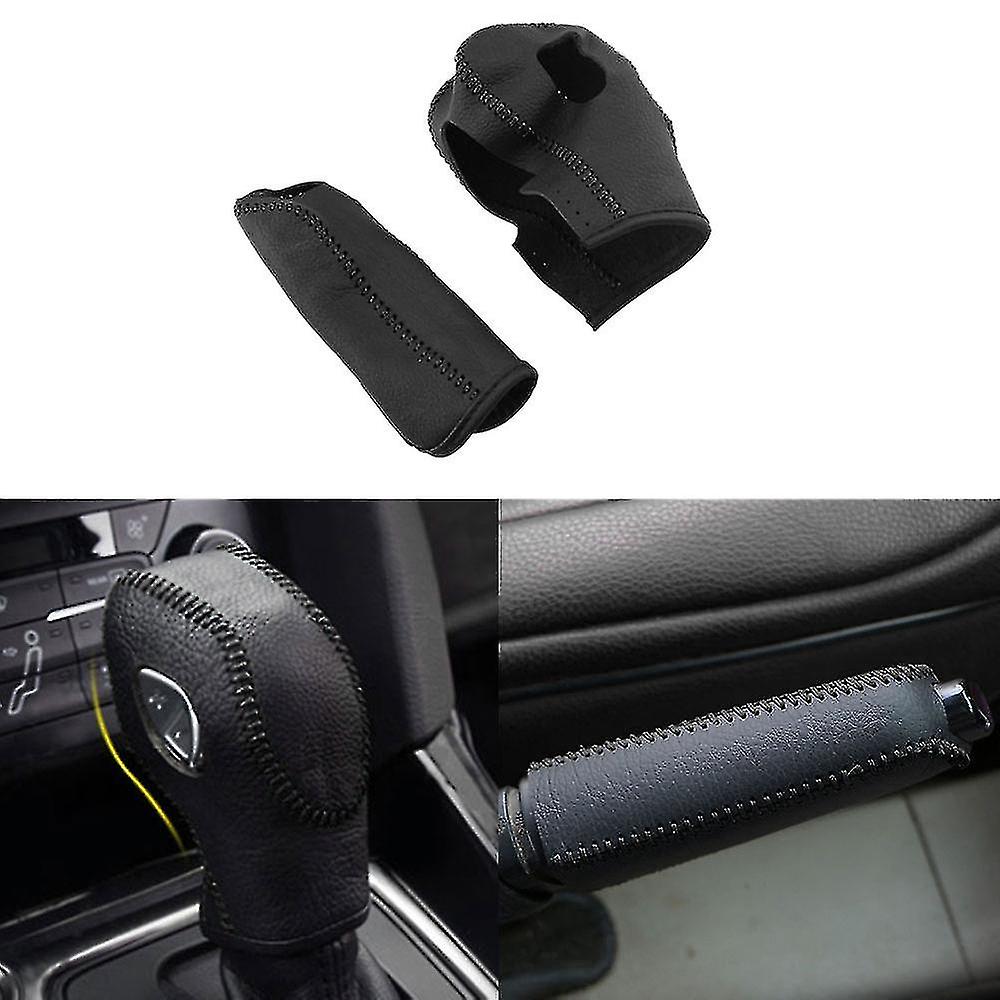 2pcs Gear Head Shift Knob Case Cover Handbrake Cover For Fiesta Mk7 2009 - 2015 Ecosport 2012 - 201