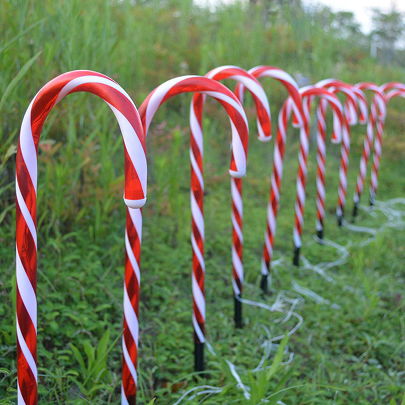 Christmas Yard Cane Lights， Candy 10 Pack Cane Pathway Lights Christmas Decorative Lights For Xmas Holiday Party Walkway Patio Garden Decor No.319794