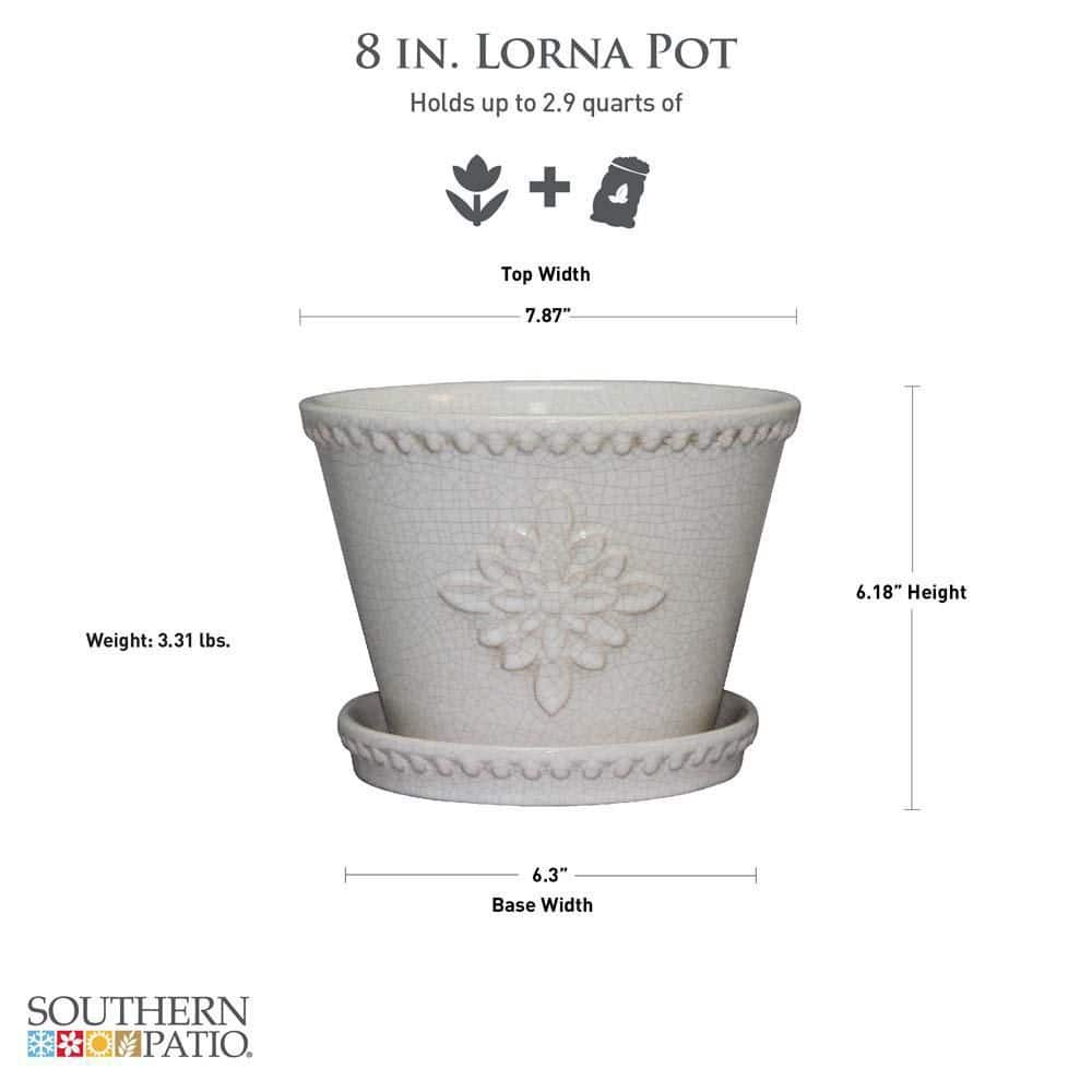 Southern Patio Lorna Small 8 in. x 6 in. 3 Qt. Pearl White Ceramic Indoor Pot (2-Pack) CRM-030928P2