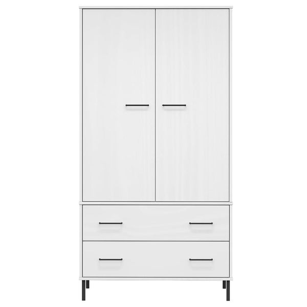 vidaXL Solid Wood Pine Wardrobe with Metal Legs OSLO Armoire Multi Colors - 35.4