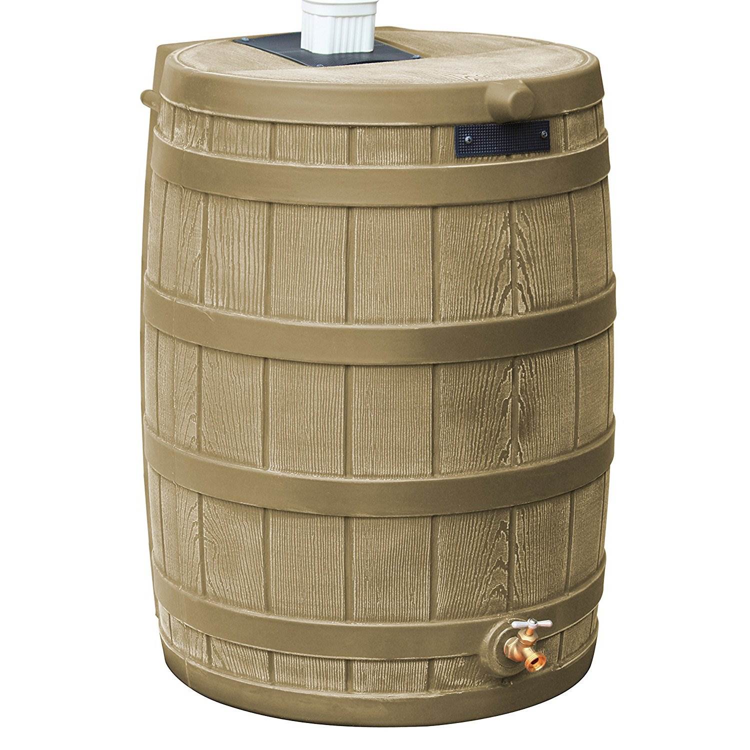 Good Ideas 50 gal. Khaki Plastic， Polyethylene and Resin Rain Barrel