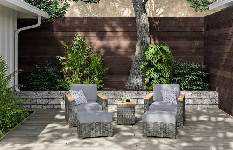 Boca Raton Gray Outdoor 5 Piece Set