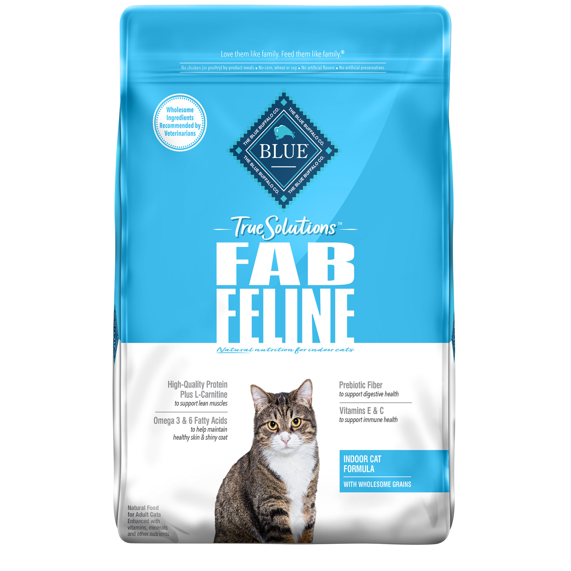 Blue Buffalo True Solutions Fab Feline Natural Nutrition for Indoor Care Adult Dry Cat Food， 11 lbs.