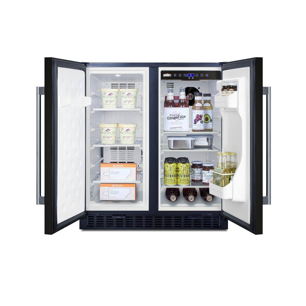 Summit Appliance 30 in. 5.4 cu. ft. Built-In Side by Side Refrigerator in Black Counter Depth FFRF3070BK