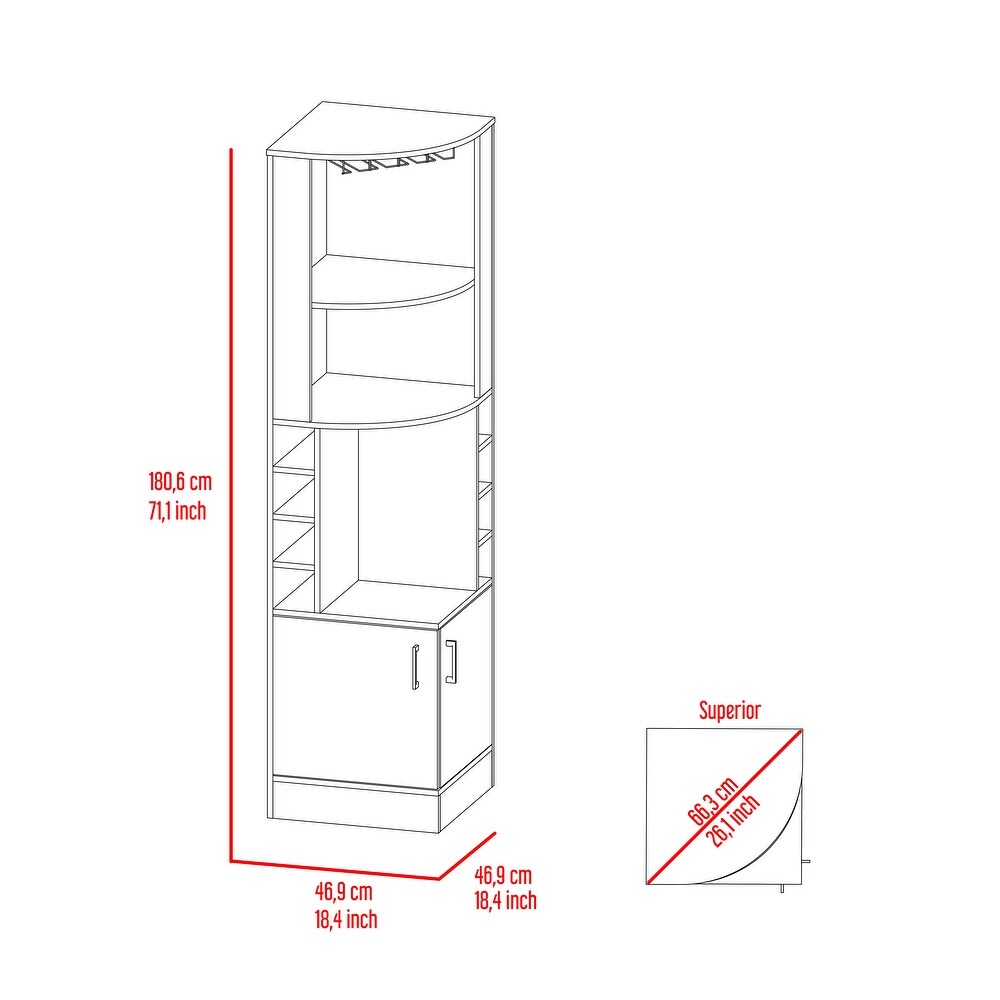 8 Bottle 2 Shelf Bar Cabinet with a central open shelf on each side