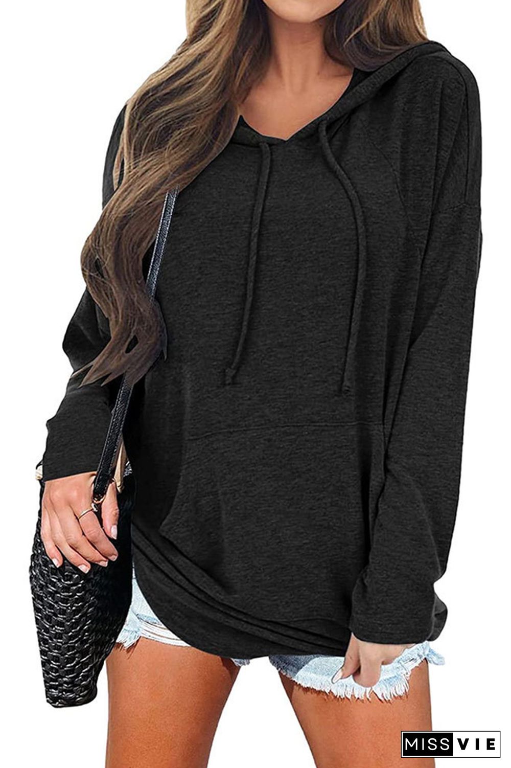 Solid Essential Pocket Hoodies Women Wholesale