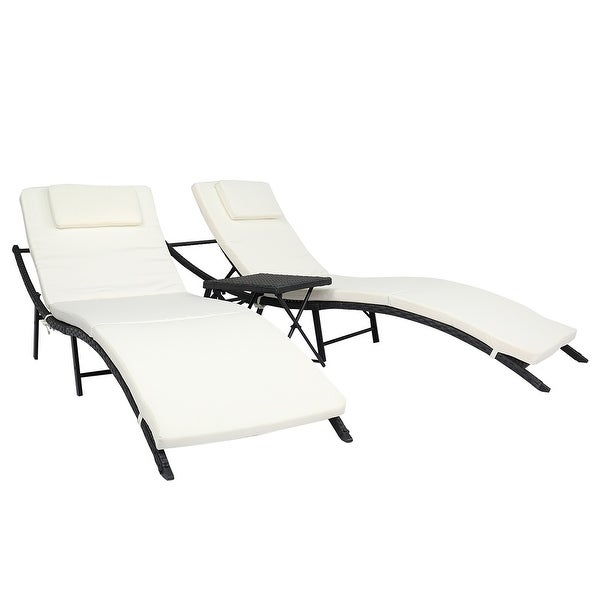 3pcs Modern Outdoor Rattan Folding Chair with Coffee Table