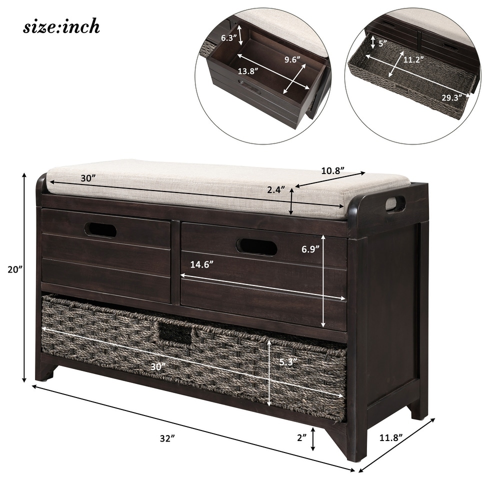 Storage Bench Entryway Benches with Storage Space   3 Drawers