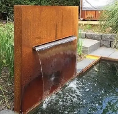 Decorative Outdoor Corten Steel Small Garden Waterfall With Statues