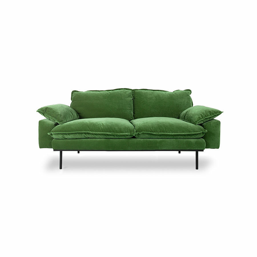 Retro Sofa / 2 seater / Royal velvet green