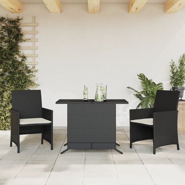 vidaXL 3 Piece Bistro Set with Cushions Poly Rattan