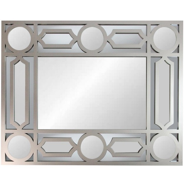 Gray Framed Geometric Design Rectangular Wall Mirror