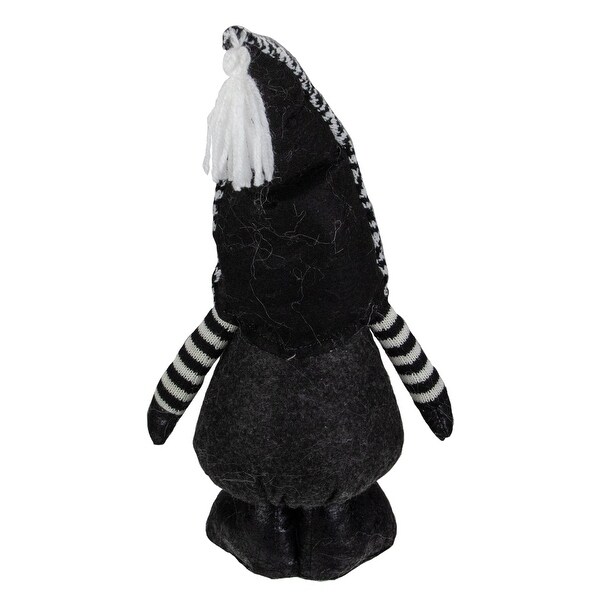 17 Black and White Plush Knit Gnome Christmas Figure