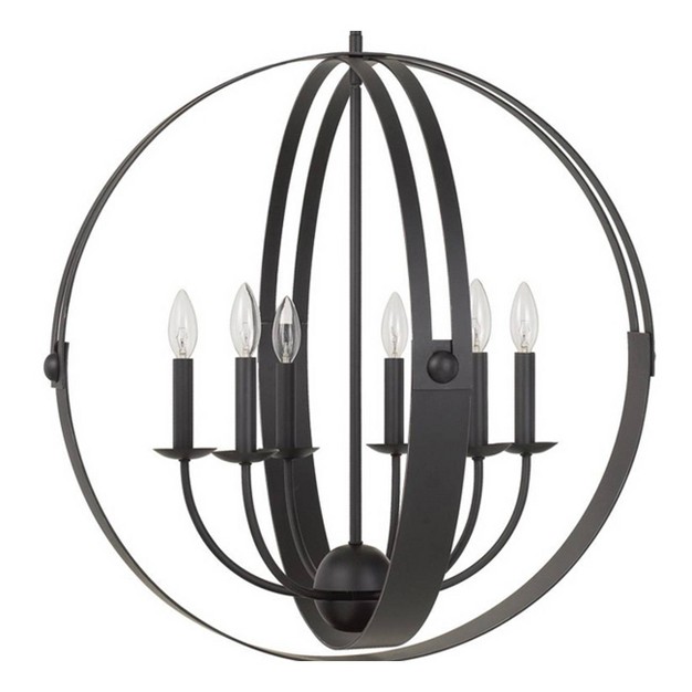 X 27 quot X 46 quot h 60w X 6 Valais Metal Chandelier In Matte Black Cal Lighting