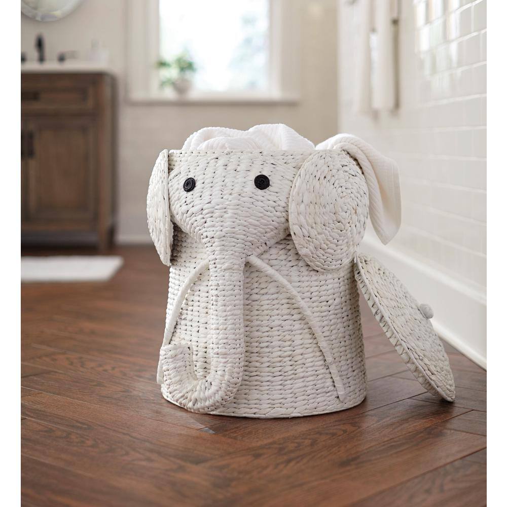 Home Decorators Collection Elephant White Woven Basket with Lid (16