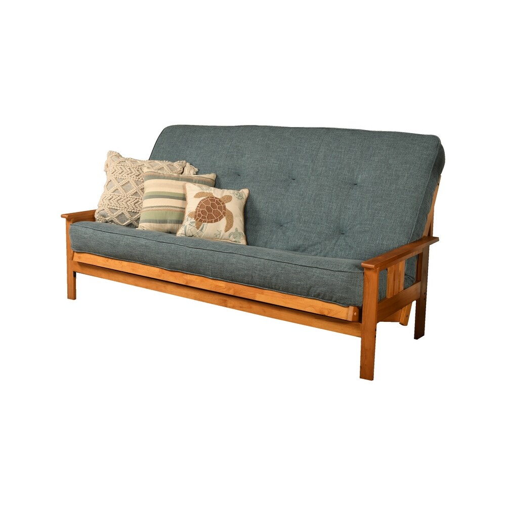 Somette Monterey Queen size Full size Futon Set in Butternut Finish with Linen Mattress