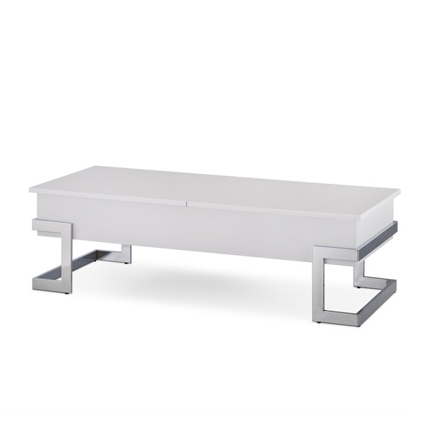 White and Chrome Box Storage Modern Coffee Table