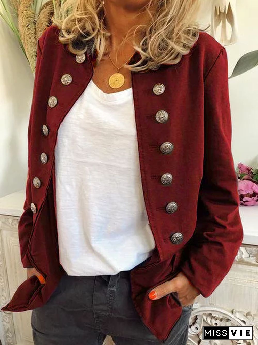 Buttoned Long Sleeve Jacket