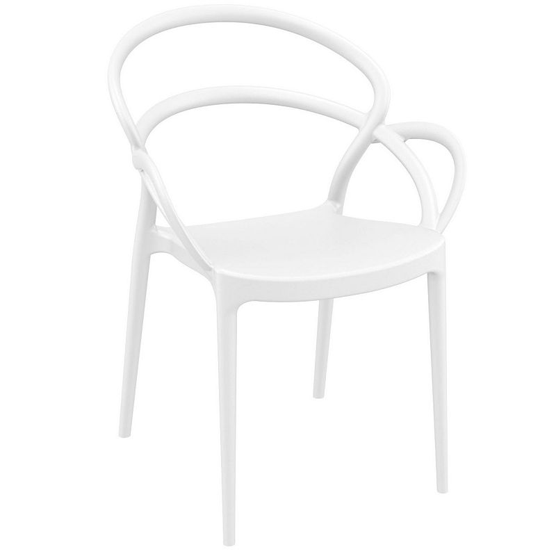 33 White Outdoor Patio Round Dining Arm Chair