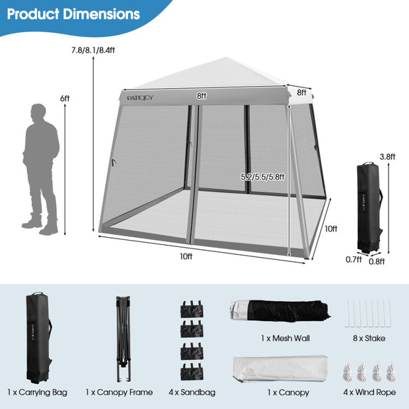 Costway 31978256 10 x 10 Feet Pop Up Canopy with w...