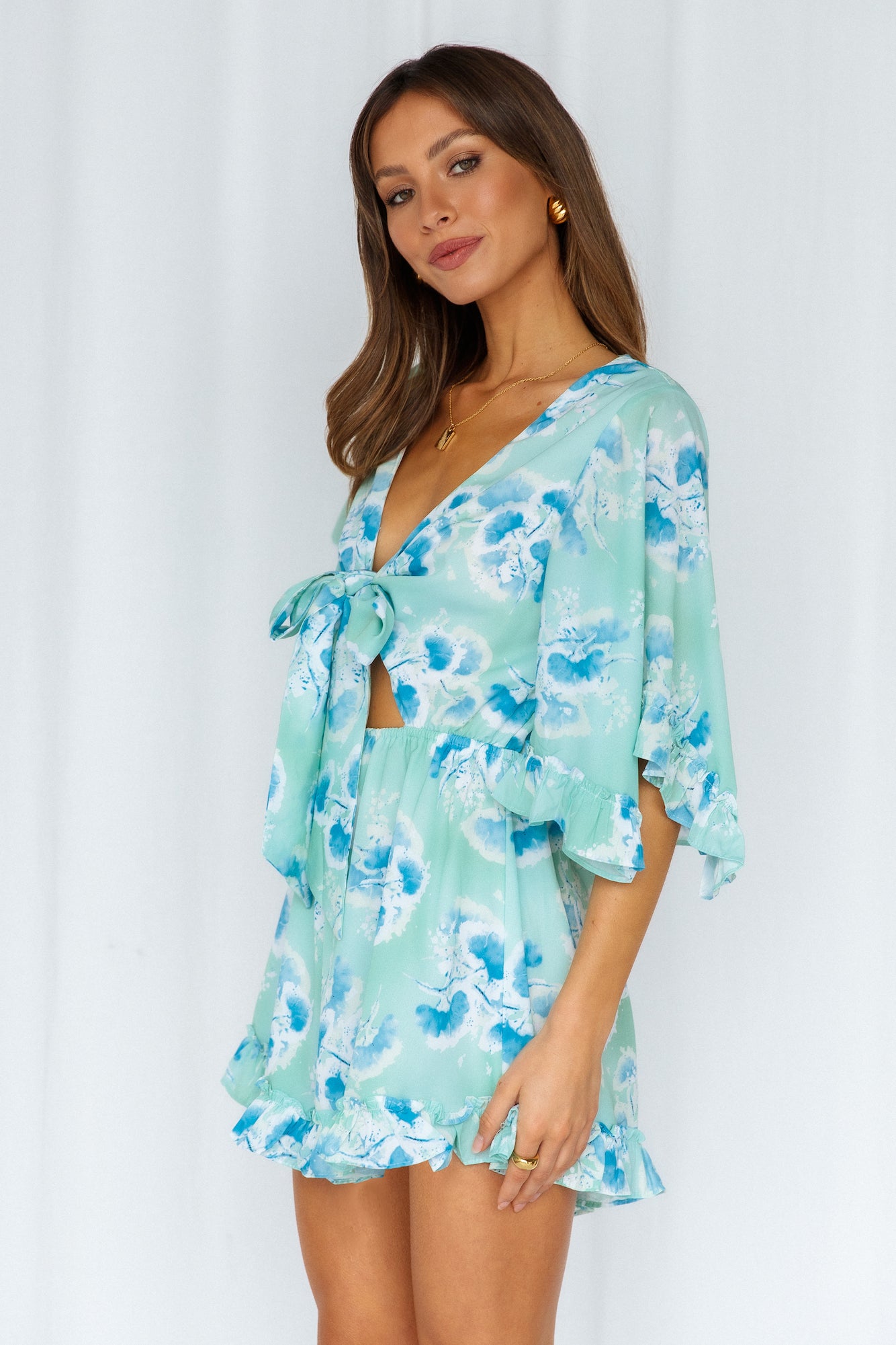 Bloomed Flower Romper Green