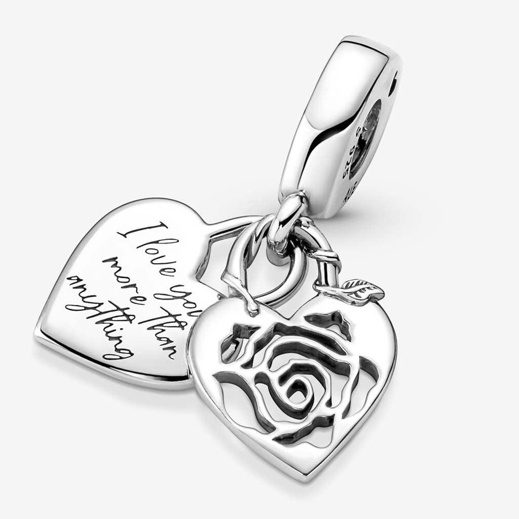 PANDORA  Rose Heart Padlock Dangle Charm