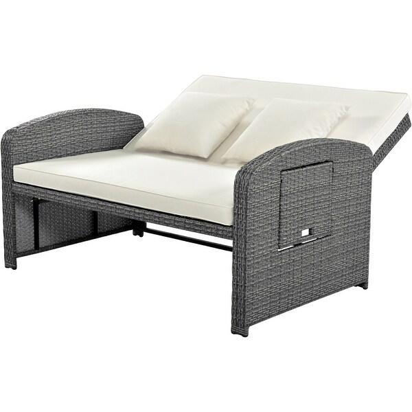 2Person Rattan Reclining Daybed with Adjustable Back